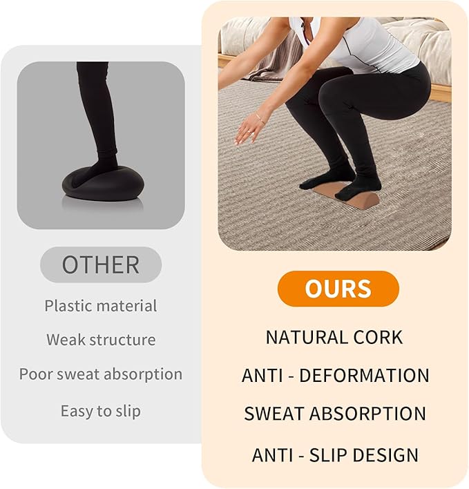Cork Balance Board, Ankle Stability Trainer & Foot Strengthener, Textured - Image 4