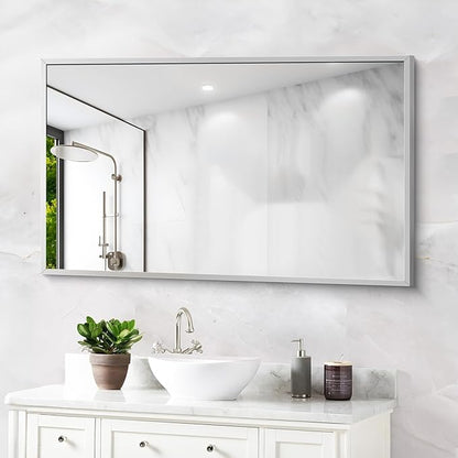 Silver Bathroom Mirror for Wall, 30x48 Inch Rectangle Mirrors - Image 7