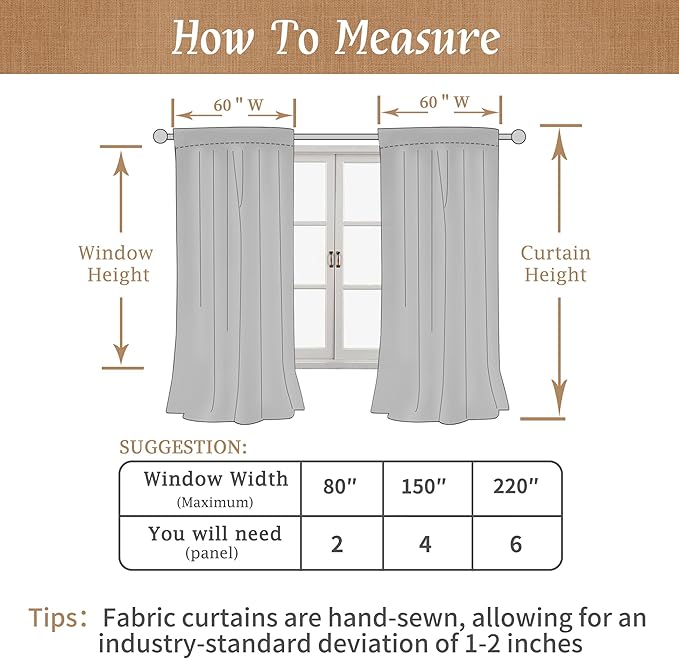 LAMIT Oatmeal 100% Blackout Linen Curtains, 84 Inch Linen Textured Living Room - Image 7