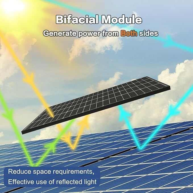 JJN Bifacial 400 Watt Solar Panel, 16BB N-Type 2 Pcs 200W 12V 25% High - Image 3