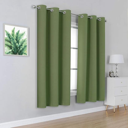 DUALIFE Sage Green Solid Curtains - Image 2