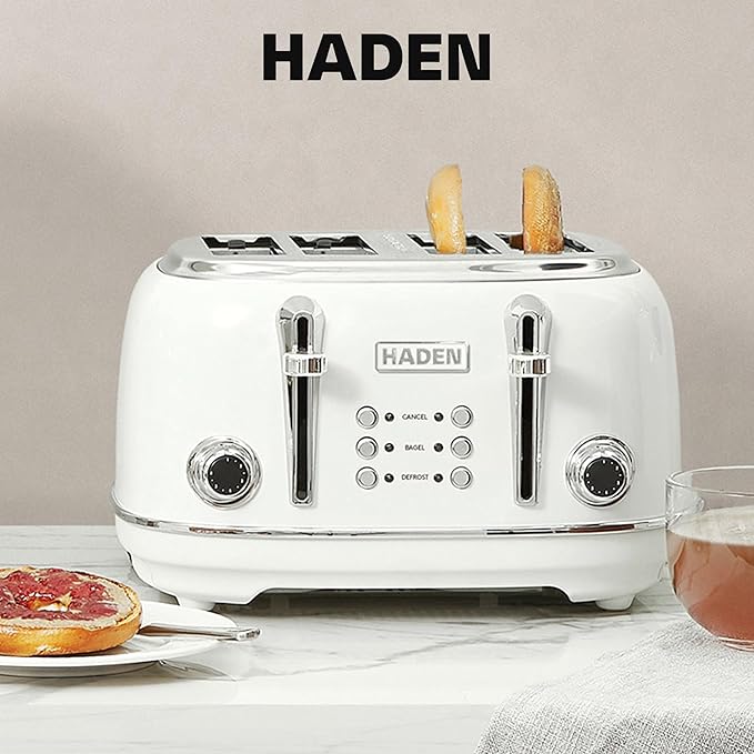 HADEN Heritage Toaster with Extra Wide Slots, Ivory & Chrome - Image 6