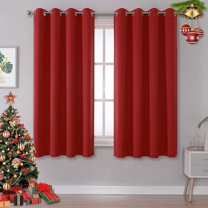 DUALIFE Red Blackout Curtains 45 Inches Long Short Kitchen Curtains by DUALIFE
