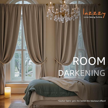 Lazzzy Velvet Blackout Curtains Thermal Insulated Room Window Drapes Super Soft - Image 4