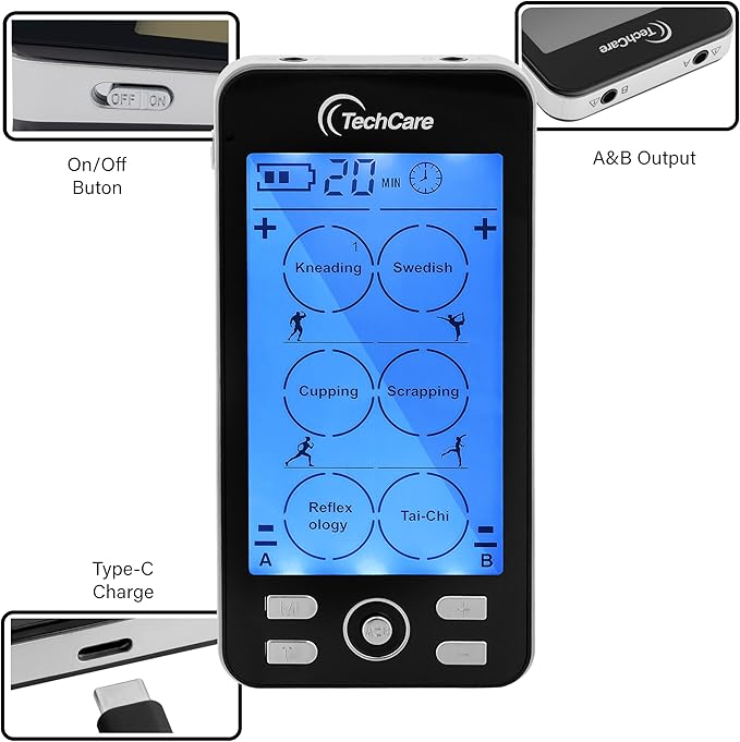 TechCare Plus 24-Mode TENS & EMS Dual-Channel Muscle Stimulator – Rechargeable - Image 2