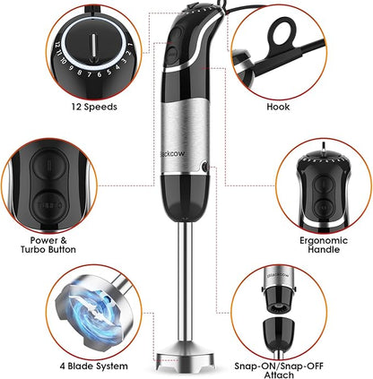 Immersion Blender Handheld for Kitchen, Emulsion Blender Handheld, 12 Speed - Image 6