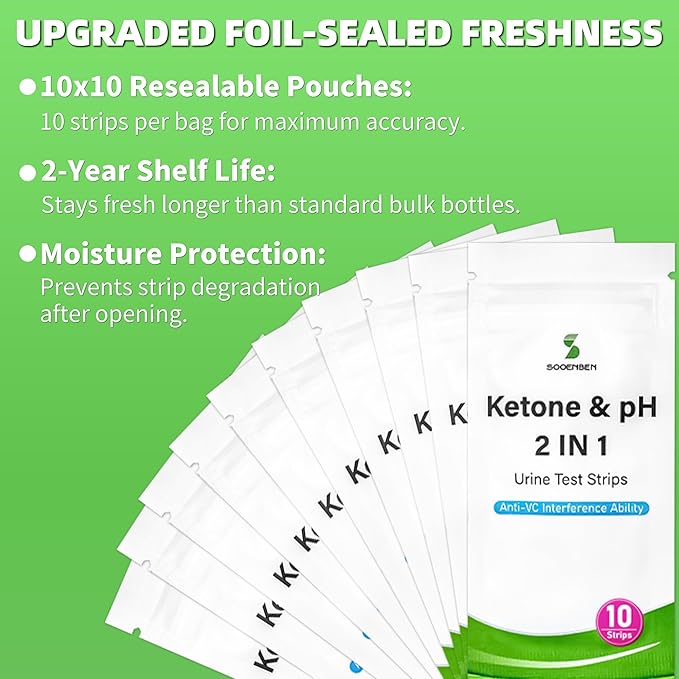 2-in-1 Ketone Test Strips, 100cts Keto and pH Strips Urine Test - Image 5