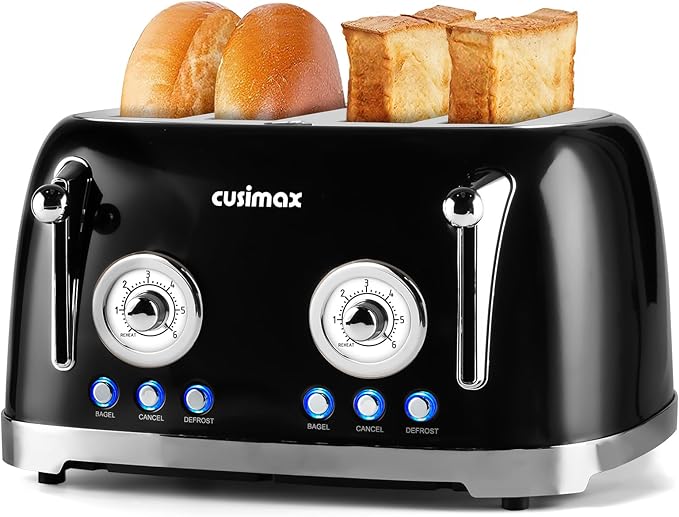 CUSIMAX Toaster 4 Slice, Retro Toaster by CUSIMAX