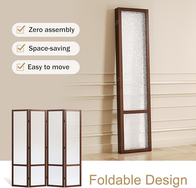 Acrylic Room Divider, 4-Panel Freestanding Partition Screen, Frosted - Image 5