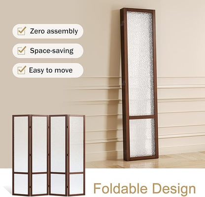 Acrylic Room Divider, 4-Panel Freestanding Partition Screen, Frosted - Image 5