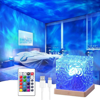 Growalleter Ocean Wave Projector Light, 16 Color Rechargeable Ocean Lamp by Growalleter