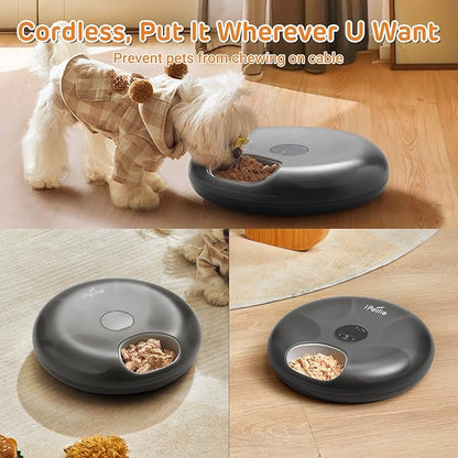 iPettie Donut Frost 6 Meal Cordless Automatic Pet Feeder, Dry & Wet Food - Image 5