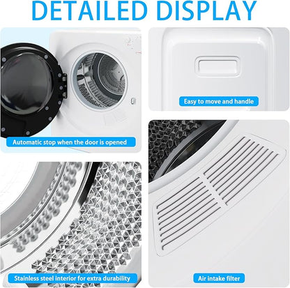 1.6 Cu.Ft Portable Clothes Dryer, 800W Fast Drying Front Load Laundry Dryer - Image 5