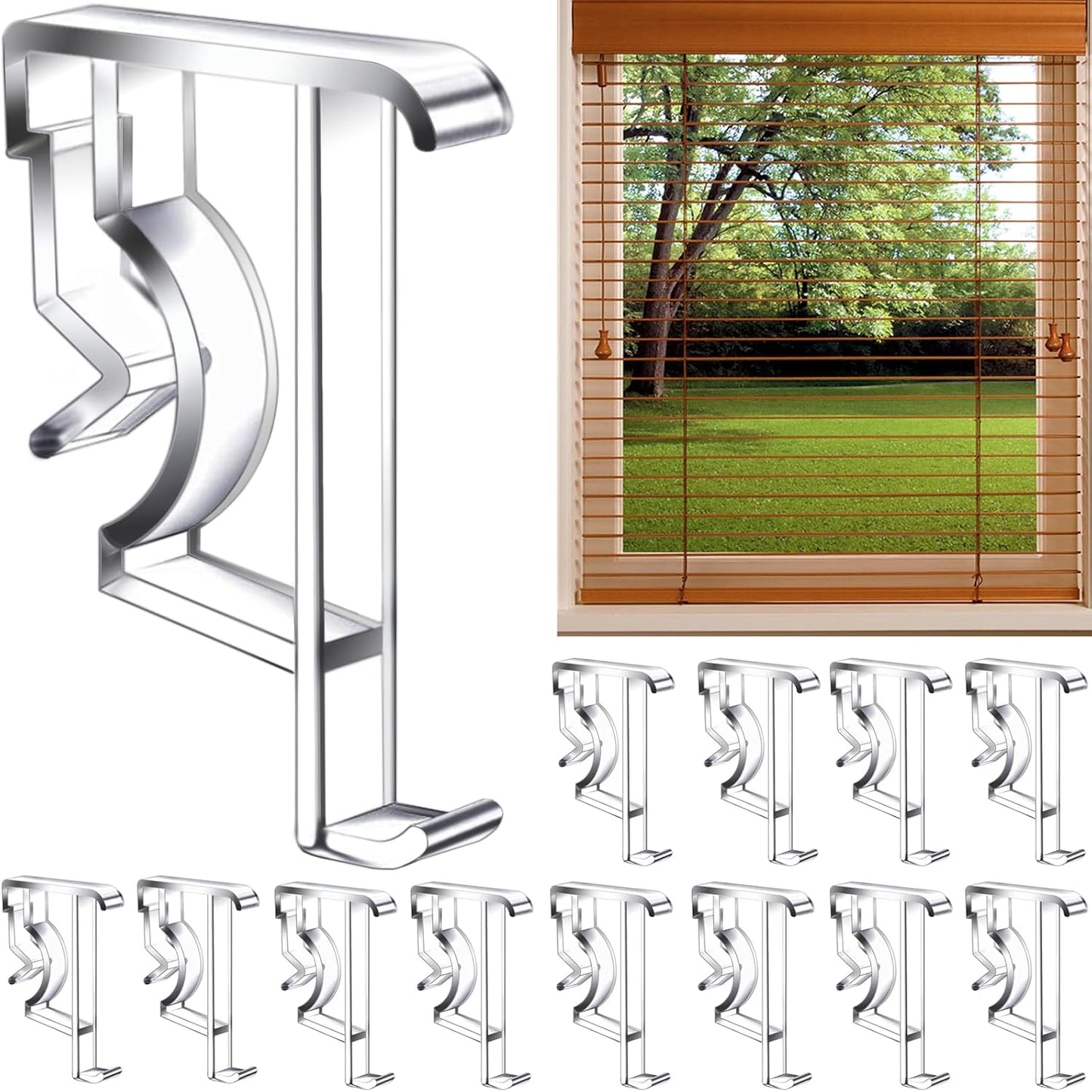 Blind Clips, 2 Inch Clear Valance Clips for Wood or Faux Wood Horizontal Blinds Valance（12 Pcs）