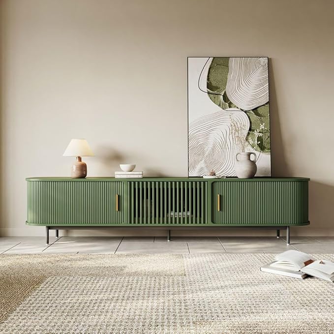 POVISON Fully-Assembled Modern Green TV Stand - Image 2