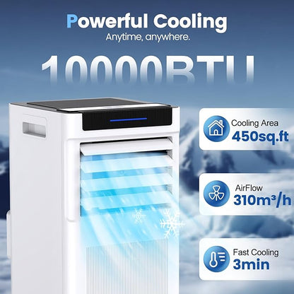 Portable Air Conditioners, 10000 BTU Portable AC up to 450 Sq.Ft, 3 in 1 AC Unit - Image 2