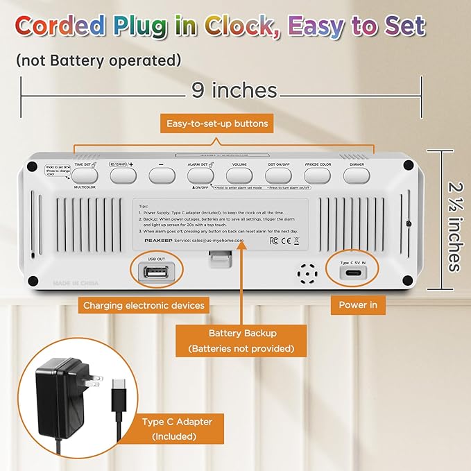 Peakeep Large Display Digital Alarm Clock - Image 8