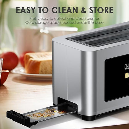 Geek Chef Long Slot Toaster 4 Slice, 1.5" Touch Screen Extra Wide Slots - Image 6