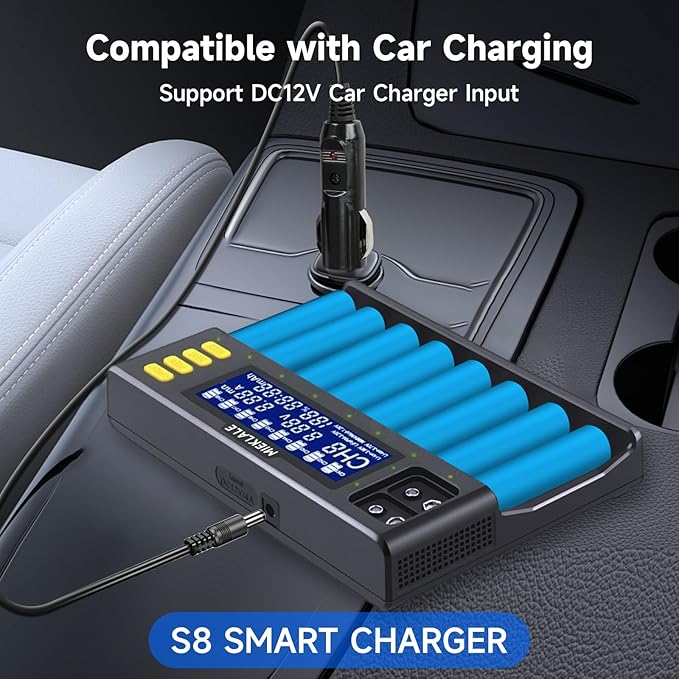 18650 Battery Charger, MIEKLALE 8+2 Bays Smart Universal Battery Charger - Image 6
