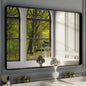 ISKM Black Framed Mirror for Bathroom 60" x 40" Matte Black Bathroom Vanity by ISKM-IStillKeepMovin
