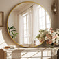 XRAMFY 40 Inch Round Mirror - Gold Circle Mirrors for Bathroom, Entryway | Modern Hanging Vanity Mirror, Aluminum Alloy Frame Matte Black Circle Decorative Wall Mirror for Living Room Wall Decor