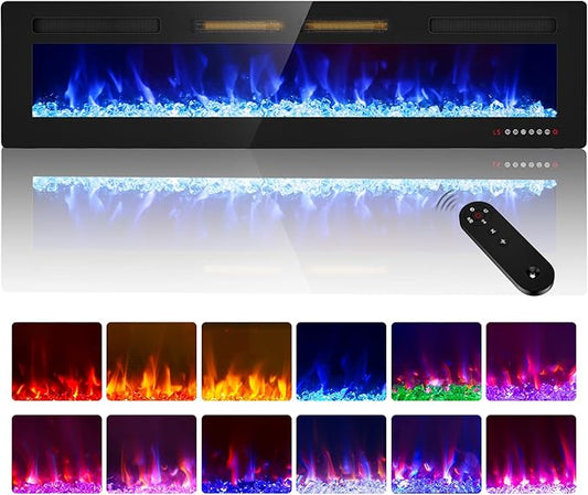 Electric Fireplace-72 inch Fireplace Wall Mount/Recessed/Free Standing-Ultra by Kucreiheat