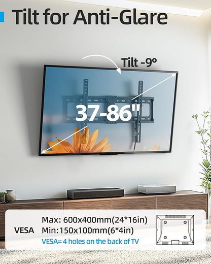 Tilt TV Wall Mount Fits 16-24" Studs, Holds 37-82" TVs up to 132 lbs, Max VESA - Image 3
