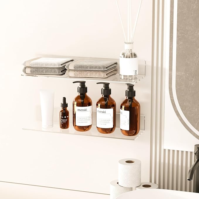 20 Inch Clear Wall Shelves for Wall, Wall Mounted Acrylic Floating Shelf for - Image 6