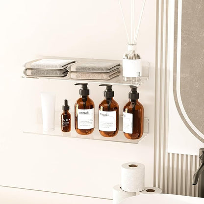 20 Inch Clear Wall Shelves for Wall, Wall Mounted Acrylic Floating Shelf for - Image 6