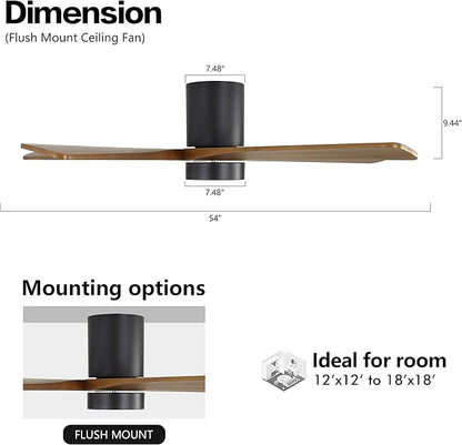 WINGBO 54 Inch Flush Mount DC Ceiling Fan - Image 4