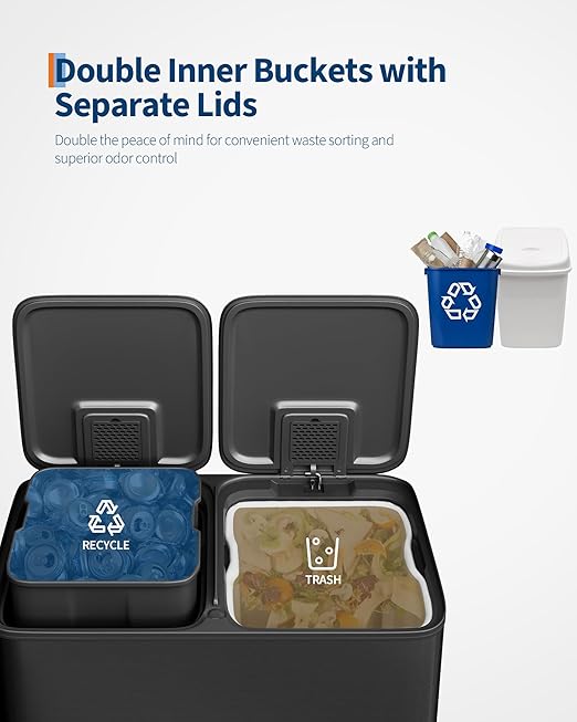 Garvee Trash Can, 2 x 10.6 gal Garbage Can - Image 4