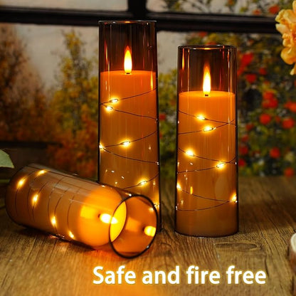 Flickering Flameless LED Candles, Acrylic LED Pillar Candles - Image 3