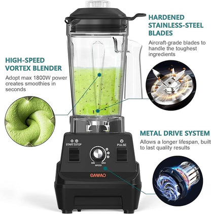 OMMO Blender 1800W, Professional High Speed Countertop Blender - Image 4