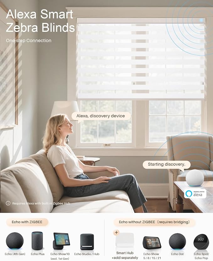 Smart Zebra Blinds for Windows, Alexa Motorized Blinds - Image 2