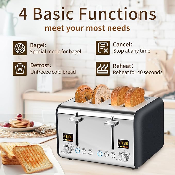 SEEDEEM 4 Slice Stainless Toaster - Image 4