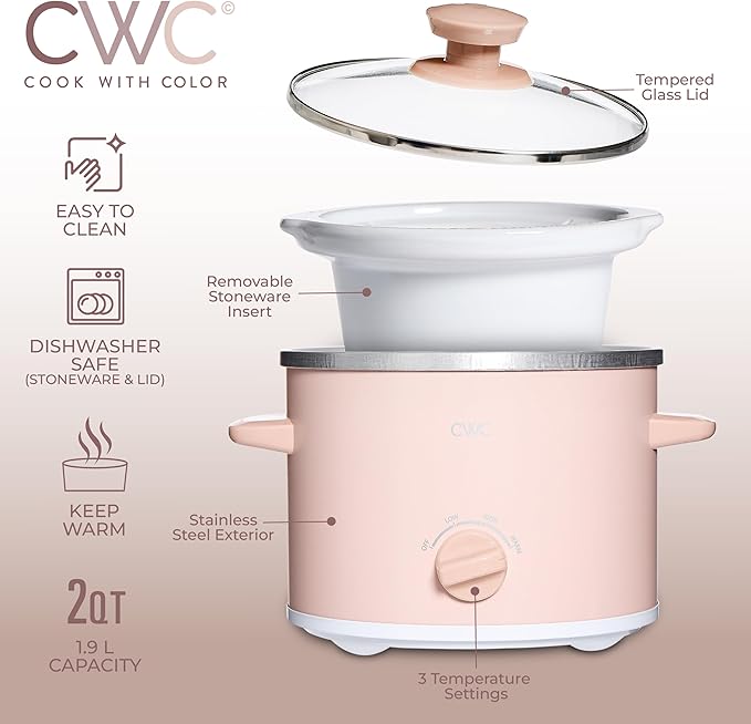 COOK WITH COLOR 2QT Mini Electric Round Slow Cooker - Image 4