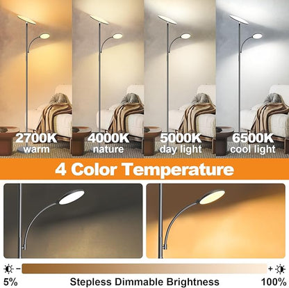 marctronic Gray Floor Lamps for Living Room, 44W/4500LM Super Bright 2 in 1 LED - Image 5