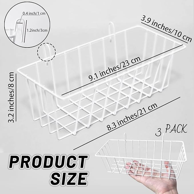 3PCS Wire Baskets, Metal Wire Storage Basket, Wall Hanging Bin and Display - Image 2