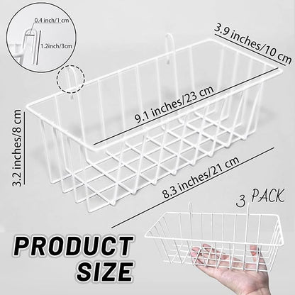 3PCS Wire Baskets, Metal Wire Storage Basket, Wall Hanging Bin and Display - Image 2
