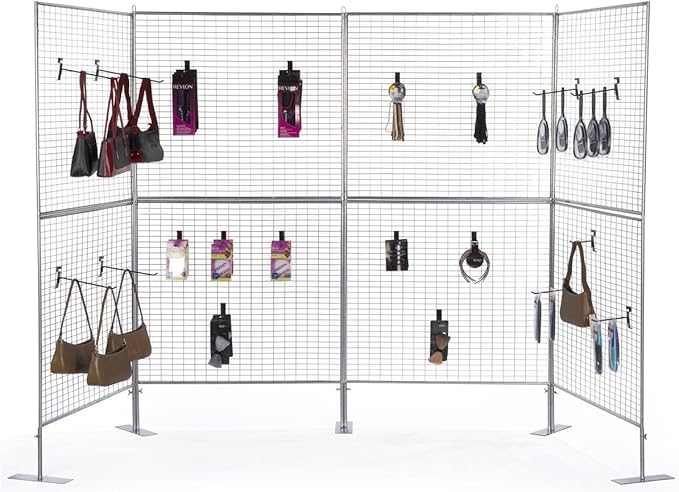 Displays2go Art Display Grids, Floor Standing, Double Sided, Metal Mesh Iron - Image 2