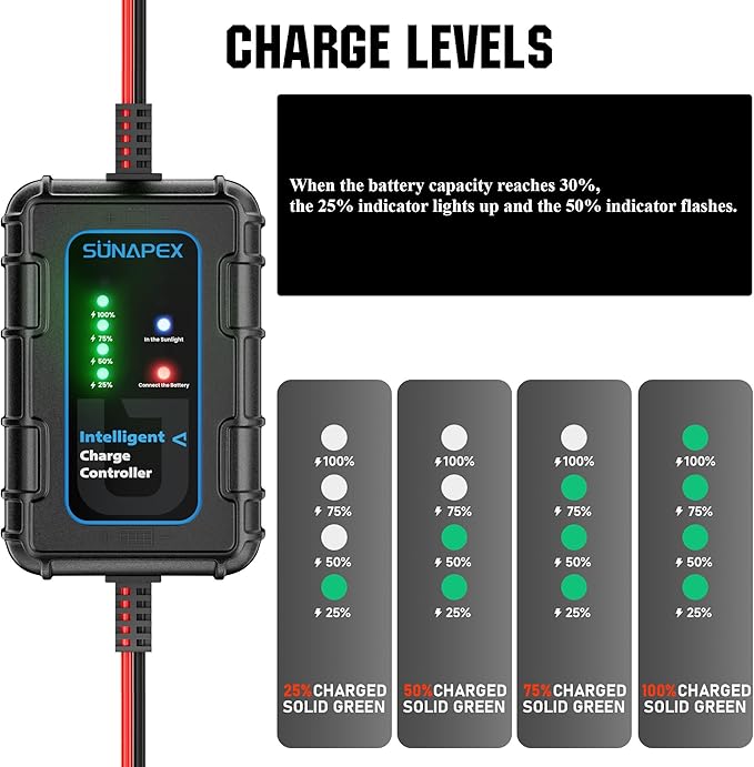 Sunapex Solar Charger Controller 12V: 10A PWM Intelligent Solar Panel - Image 6