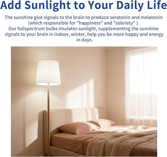 LQ BSDERA 4PK Full Spectrum Light Bulbs, 6000K Natural Light That Mimic Sunlight - Image 4