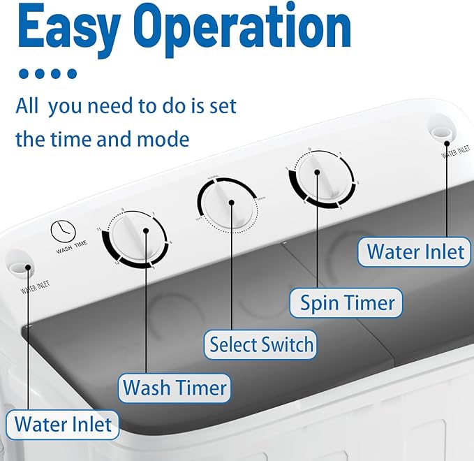 Portable Twin Tub 18lbs Washing Machine - Image 6