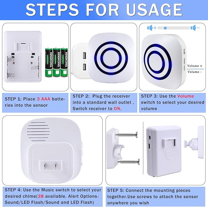 Motion Sensor Alarm, Wireless Driveway Alarm Indoor Home Security Business - Image 3