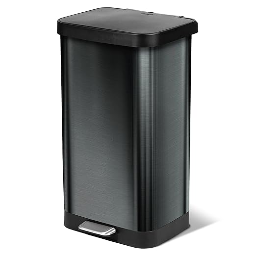Glad Stainless Steel Step Trash Can, Large Metal Kitchen Garbage Bin by GladTrashFoodStorage