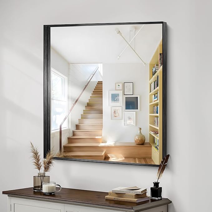 CIRCUMI Black Bathroom Mirror, Brushed Finish, Tempered Glass, Mirror - Image 5