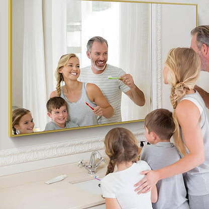Gold Bathroom Mirror for Wall, 60x36 Inch Rectangle Mirrors - Image 6
