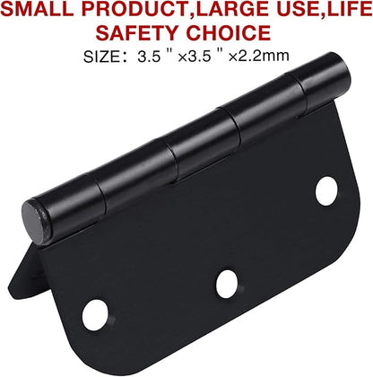 3 Pack Interior Matte Black Door Hinges Rounded 3.5 Inch x 3 1/2" Indoor Heavy - Image 6