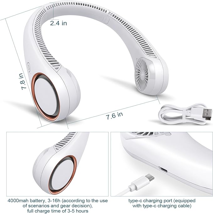 CIVPOWER Neck Fan: Portable Personal Neck Cooling Rechargeable Bladeless Fan - Image 8