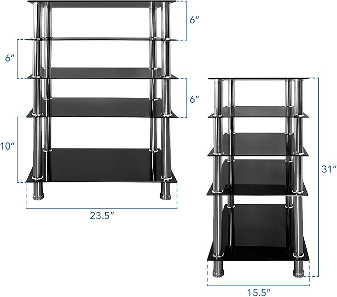 Mount-It! Tempered Glass AV Component Media Stand, Audio Tower and Media Center - Image 3